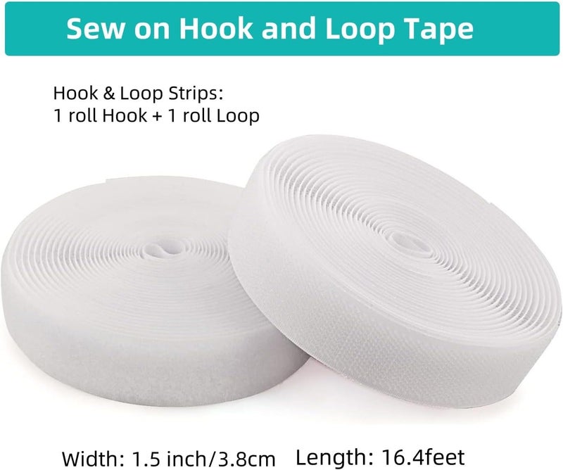SICCOMA Sew on Hook and Loop Tape 1.5 Inch Wide,16.4 Feet Non-Adhesive Back Hook and Loop Strips Sewing Fastener Fabric Fastener Non Adhesive Interlocking Tape - Image 3